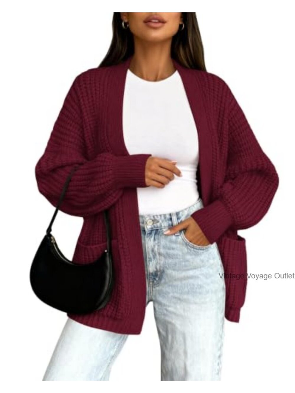 Oversized Chunky Knit Cardigan Sweater with Pockets Long Sleeve
